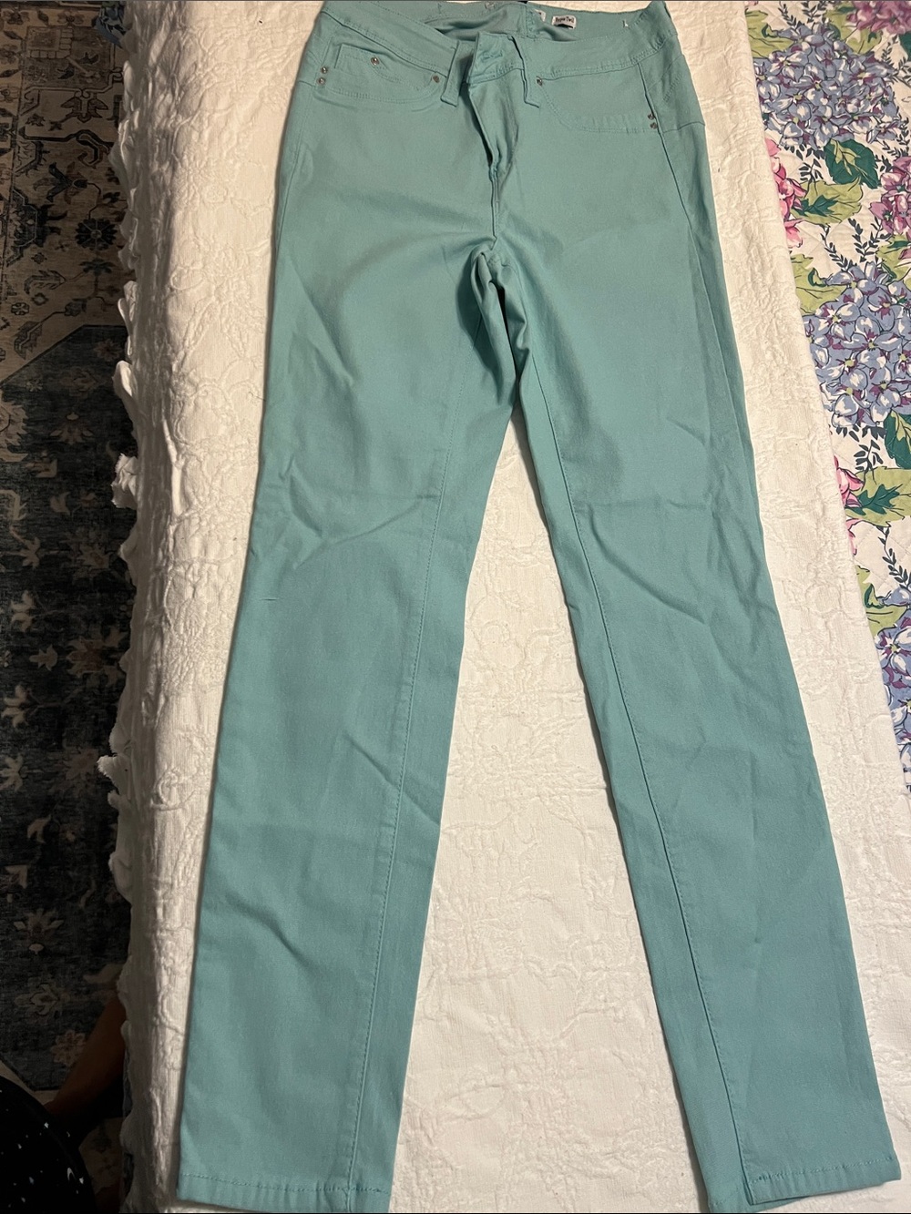 YMI Women's Straight Leg Jeans in Aqua